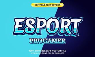 3D-Text mit blauem Esport-Thema. typografie für name esport logo. vektor