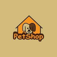 husdjur hus logotyp formgivningsmall. illustration av hund på huset. vektor