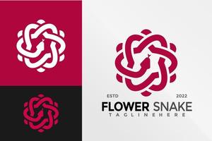 Blume Schlange Logo Design Vektor Illustration Vorlage