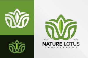 Natur grüne Lotus-Logo-Design-Vektor-Illustration-Vorlage
