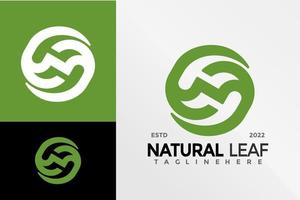 initial n naturliga blad logotyp design vektor illustration mall