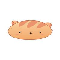 handritad illustration av en kawaii rolig baguette med kattöron. teckning. designkoncept för kattkafé, barntryck. vektor