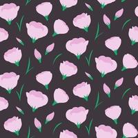 seamless mönster med lila eustoma blommor. botanisk vektorillustration för, tapeter, textiltryck, bakgrund. vektor