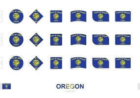 Oregon flagga set, enkla flaggor av oregon med tre olika effekter. vektor