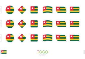 Togo-Flaggen-Set, einfache Togo-Flaggen mit drei verschiedenen Effekten. vektor