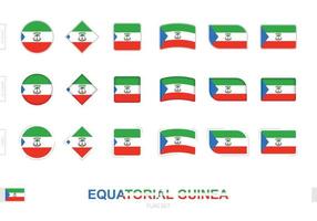 Äquatorialguinea-Flaggenset, einfache Äquatorialguinea-Flaggen mit drei verschiedenen Effekten. vektor