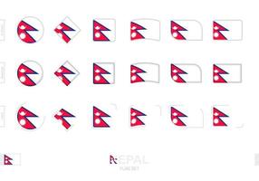 nepal flagg set, enkla nepal flaggor med tre olika effekter. vektor