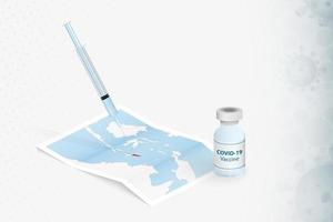 osttimor-impfung, injektion mit covid-19-impfstoff in karte von osttimor. vektor