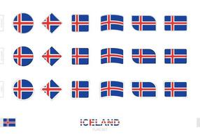 Island-Flaggen-Set, einfache Flaggen von Island mit drei verschiedenen Effekten. vektor