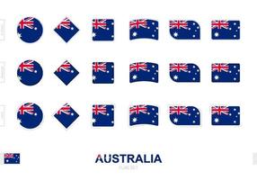 australiens flagga set, enkla australiens flaggor med tre olika effekter. vektor