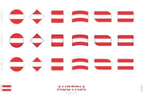 Österreich-Flaggen-Set, einfache Flaggen von Österreich mit drei verschiedenen Effekten. vektor
