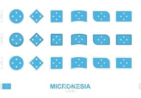 Mikronesien-Flaggensatz, einfache Flaggen von Mikronesien mit drei verschiedenen Effekten. vektor