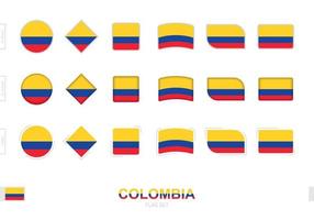 Kolumbien-Flaggensatz, einfache Flaggen von Kolumbien mit drei verschiedenen Effekten. vektor