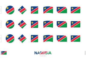 Namibia-Flaggensatz, einfache Flaggen von Namibia mit drei verschiedenen Effekten. vektor