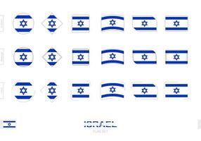 israel flag set, einfache flaggen von israel mit drei verschiedenen effekten. vektor