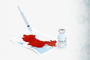 china-impfung, injektion mit covid-19-impfstoff auf der karte von china. vektor