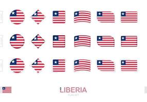 liberia flagga set, enkla flaggor av liberia med tre olika effekter. vektor