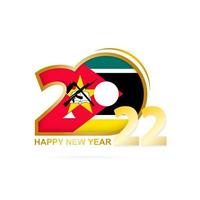 Jahr 2022 mit Mosambik-Flaggenmuster. Frohes neues Design. vektor
