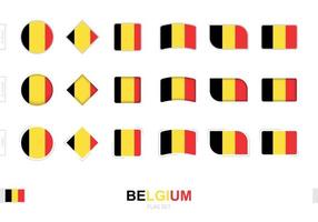 Belgiens flagga set, enkla Belgiens flaggor med tre olika effekter. vektor