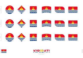 Kiribati-Flaggen-Set, einfache Flaggen von Kiribati mit drei verschiedenen Effekten. vektor