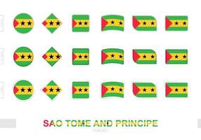 Sao Tome und Principe Flaggensatz, einfache Flaggen von Sao Tome und Principe mit drei verschiedenen Effekten. vektor