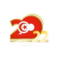 år 2022 med tunisiens flaggmönster. gott nytt år design. vektor