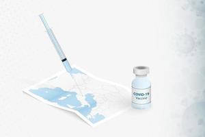 san marino-impfung, injektion mit covid-19-impfstoff in karte von san marino. vektor