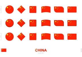China-Flaggen-Set, einfache China-Flaggen mit drei verschiedenen Effekten. vektor