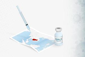 kambodjavaccination, injektion med covid-19-vaccin i karta över kambodja. vektor