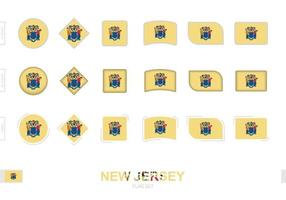 New Jersey Flag Set, einfache Flaggen von New Jersey mit drei verschiedenen Effekten. vektor