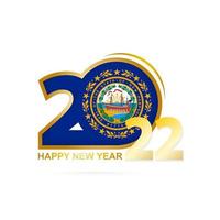 år 2022 med New Hampshire flaggmönster. gott nytt år design. vektor