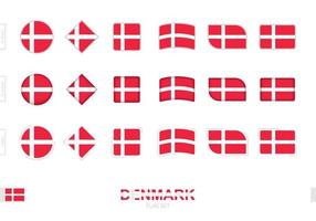 danmark flag set, enkla danmark flaggor med tre olika effekter. vektor