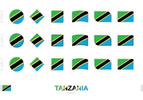 Tansania-Flaggensatz, einfache Flaggen von Tansania mit drei verschiedenen Effekten. vektor