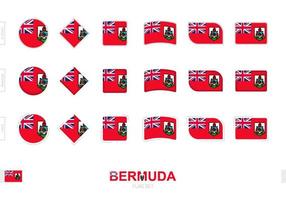 bermuda flagga set, enkla flaggor av bermuda med tre olika effekter. vektor