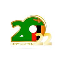 Jahr 2022 mit Sambia-Flaggenmuster. Frohes neues Design. vektor