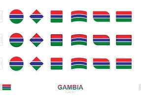 Gambia-Flaggen-Set, einfache Flaggen von Gambia mit drei verschiedenen Effekten. vektor