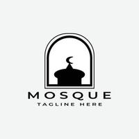 Moschee Vintage Retro schwarz altes altes Hipster-Logo-Vektor-Illustrationsdesign vektor