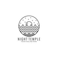 natt tempel vektor logo design linje konst illustration