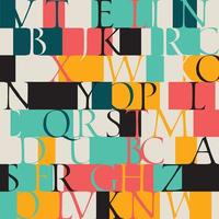 färgmönster med ett klassiskt ojämnt typsnitt. vektor. prydnad för tyg och textilier, omslag och affisch. vintage, retrostil. latinska alfabetet bokstäver i en abstrakt teckensnittskomposition. vektor