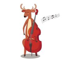 der Hirsch spielt Cello. niedlicher charakter im cartoon-stil. vektor