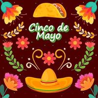 flacher cinco de mayo feiertagsfestivalhintergrund vektor