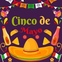 flacher cinco de mayo feier festival hintergrund vektor