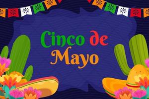 platt cinco de mayo mexikansk festival bakgrund vektor