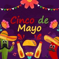 platt cinco de mayo semester firande bakgrund vektor