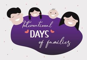 vektor illustration av familj på fyra inkluderar far mor baby och dotter lämplig för internationella dagar av familjer banner eller affisch