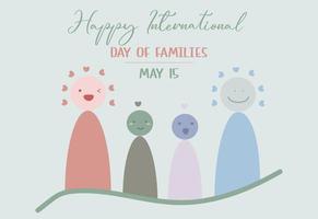vektor illustration av glada internationella dagar av familjer 15 kan inkludera familj på fyra