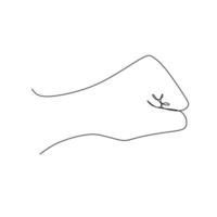 Faust durchgehende Linie zeichnen Design-Vektor-Illustration. Zeichen und Symbol von Handgesten. einzelne durchgehende Zeichenlinie. hand gezeichnetes kunstgekritzel lokalisiert auf weißer hintergrundillustration. vektor