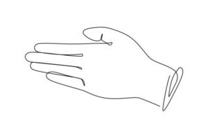 Handflächengeste. andere Position der Finger. Zeichen und Symbol von Handgesten. einzelne durchgehende Zeichenlinie. hand gezeichnetes kunstgekritzel lokalisiert auf weißer hintergrundillustration. vektor