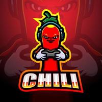 Chili-Gamer-Maskottchen-Esport-Logo-Design vektor