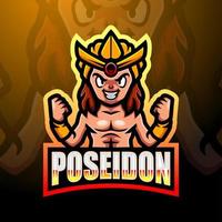 poseidon maskottchen esport logo design vektor